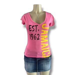 Heritage Pink and Yellow Graphic V-Neck Tee